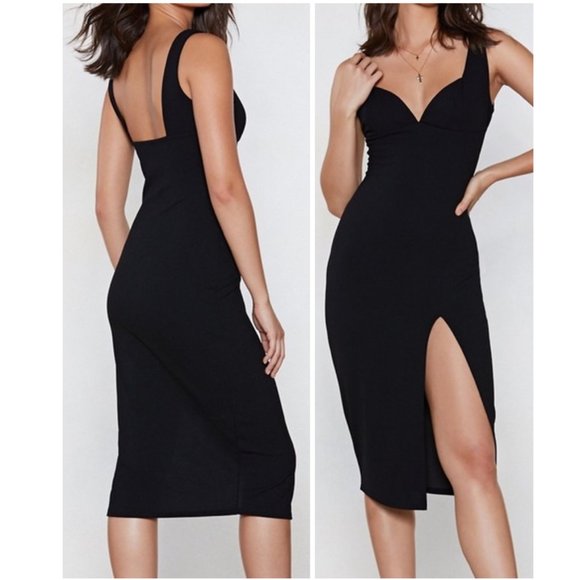 nasty gal plunge down midi dress